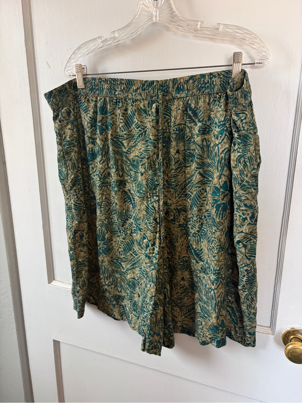 VTG 90s Norton Essentials Teal Tropical Rayon Shorts 2X. 7-17